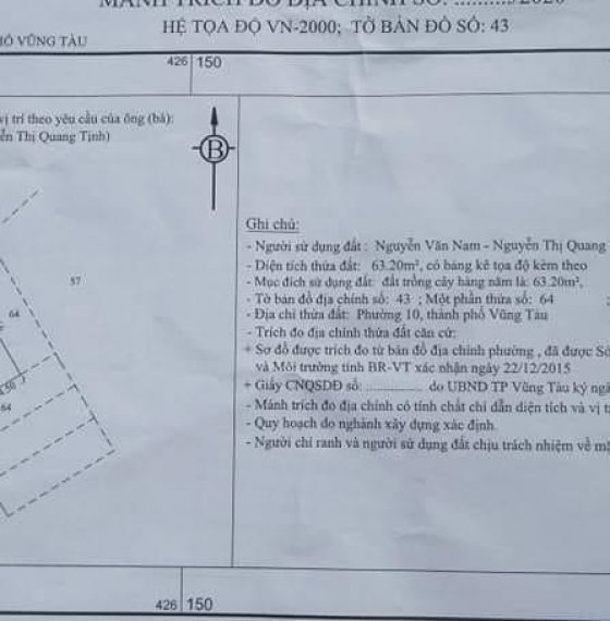 BÁN LÔ ĐẤT HẺM 935 MẶT TIỀN CỐNG HỘP ,PHƯỜNG 10, TP VŨNG TÀU.