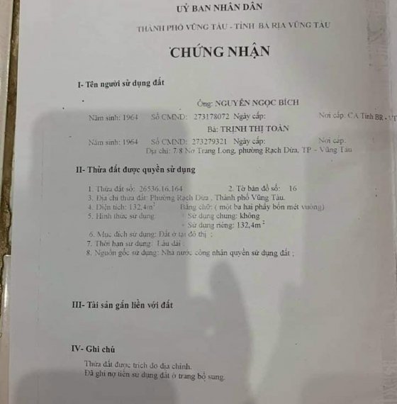 Chủ cần tiền Bán dãy trọ 8 phòng đang cho thuê ổn định, khúc đầu đường Nơ Trang Long . P Rạch Dừa tp