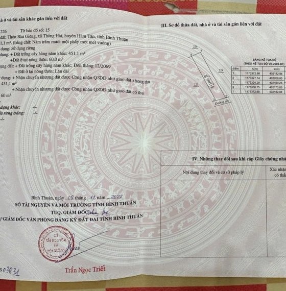 Bán Đất Bình Thuận, Hàm Thắng- Hâm Tân gần Bình Châu BRVT