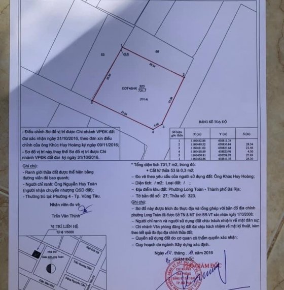 Bán đất ngay giữa trung tâm thành phố Bà Rịa 2 mặt tiền đường Cù Chính Lan và Đặng Văn Ngữ