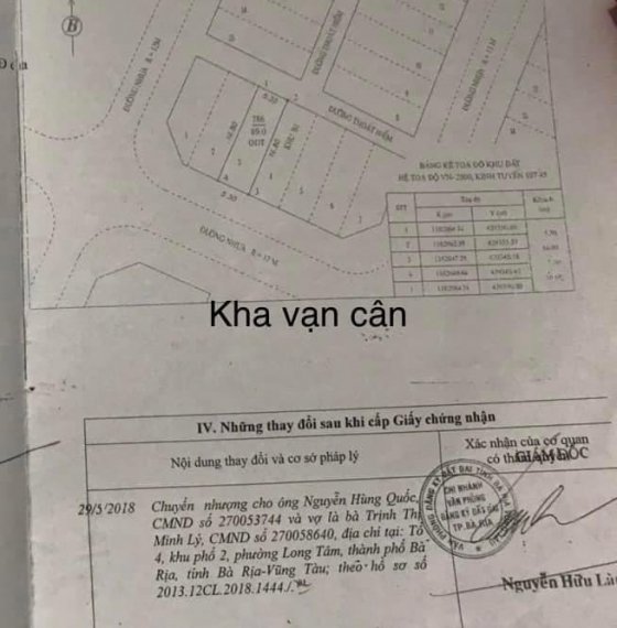 CHÍNH CHỦ GỬI BÁN LÔ ĐẤT MẶT TIỀN KHA VẠN CÂN, KHU BREMEX , TP BÀ RỊA.