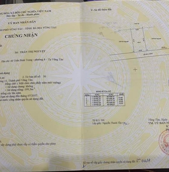 Đất hẻm 52 Bắc Sơn phường 11 vũng  tàu