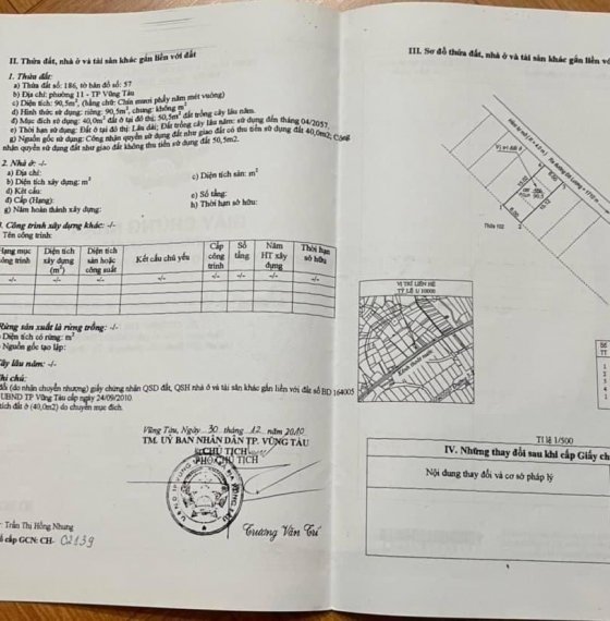 Bán Đất thổ cư Phường 11 tp Vũng Tàu