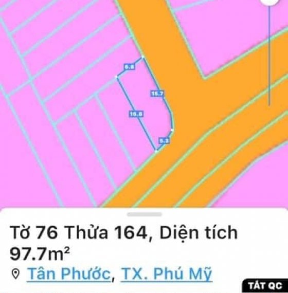 BÁN LÔ ĐẤT ĐẸP 2 MẶT TIỀN TẠI PHÚ MỸ