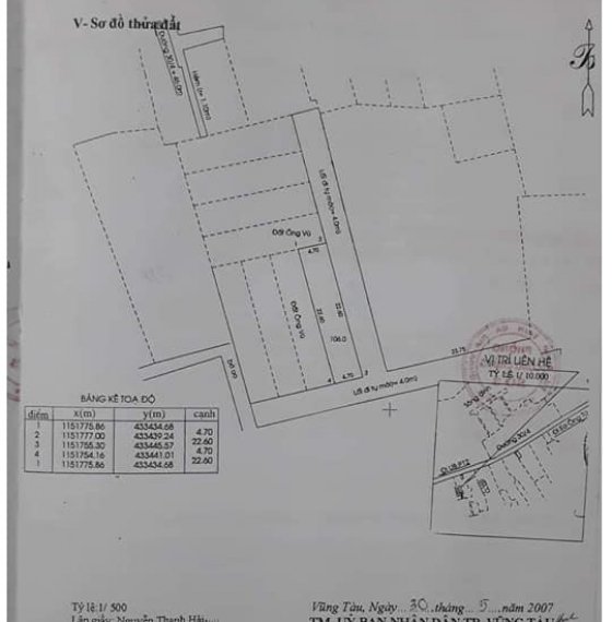 Đất thổ cư 1296/7 đường 30.4 P12 tpvt