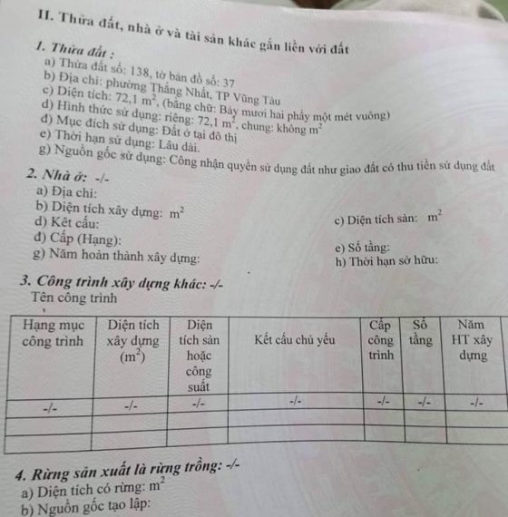Bán đất TTĐT Chí Linh phường Thắng Nhất TP Vũng Tàu
