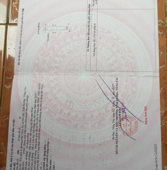 CHÍNH CHỦ GỬI BÁN LÔ ĐẤT TẠI KHU PHỐ 4 ,PHƯỜNG HẮC DỊCH, THỊ XÃ PHÚ MỸ , BR VŨNG TÀU.
