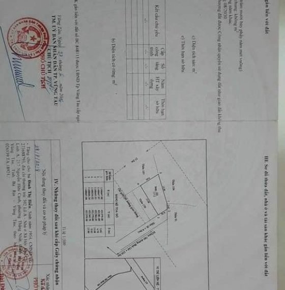 Đất NN bìa riêng sang tên ngay hẻm đường Bờ Kênh 780 Bình Giã P11 tp Vũng Tàu