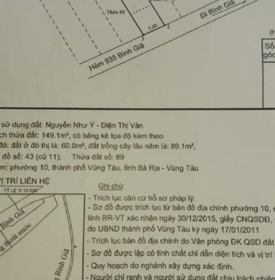 Chính chủ gửi bán dãy phòng trọ hẻm 935 đường Bình Giã,phường 10, TP Vũng Tàu.