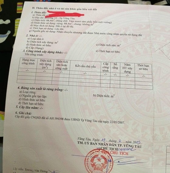 BÁN NHÀ CẤP 4 VỚI GIÁ ĐẦU TƯ THỔ CƯ 100%. HẺM 183 /9 LƯU CHÍ HIẾU P10, TP VŨNG TÀU.