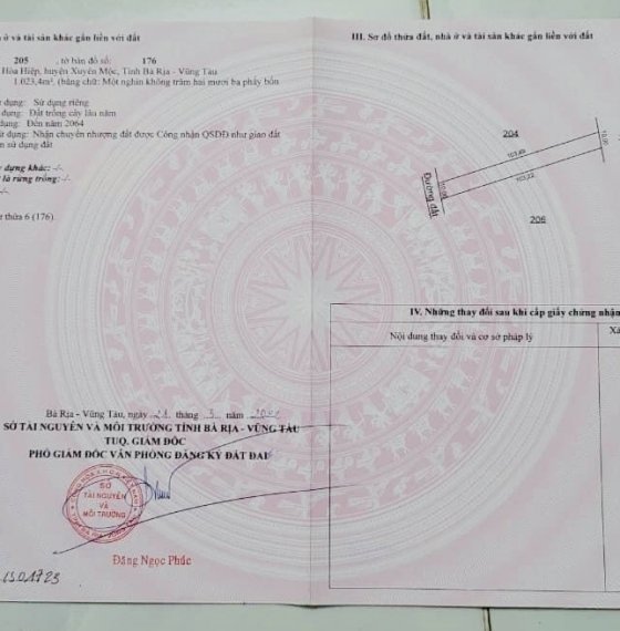 BÁN LÔ ĐẤT XÃ HOÀ HIỆP, H. XUYÊN MỘC