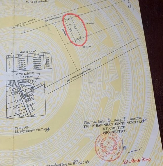 Bạn thân cần tiền xây biệt thự nên bán bớt 1 lô đất nông nghiệp sổ riêng ngay hẻm 1798 đường 30/4 ph