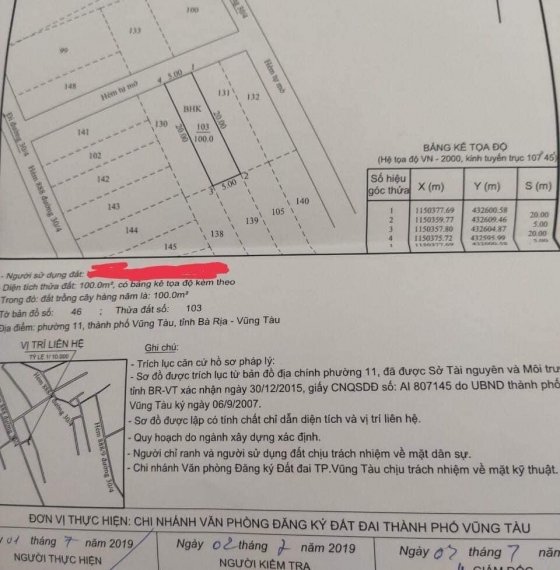 CẦN BÁN LÔ ĐẤT NÔNG NGHIỆP SỔ RIÊNG HẺM 888 ĐƯỜNG 30/4 PHƯỜNG 11, TP VŨNG TÀU.