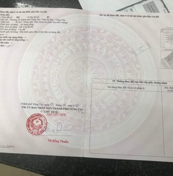 Bán Đất BÌA RIÊNG tái định cư 1,65ha P10 gần Khang Linh P10 TPVT