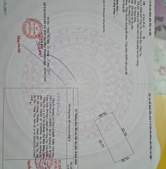 Chủ cần tiền lên bán gấp lô đất bìa riêng. Hẻm 58 Nguyễn Gia Thiều , phường 12, TP Vũng Tàu.
