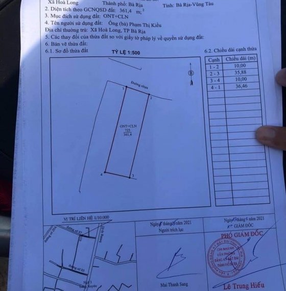 Chính chủ gửi bán lô đất đường 87 Hòa Long gần ngay Hương Lộ 2, BR Vũng Tàu.