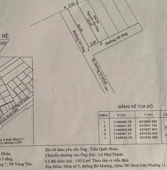 Bán lô đất 2 mặt hẻm số 5 bờ kênh Bình Giã ngay khu Linh, phường 10, TP Vũng Tàu.