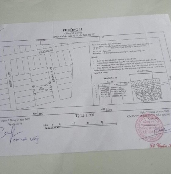Cần tiền bán gấp lô đất hẻm 144 Đô Lương P11 TPVT
