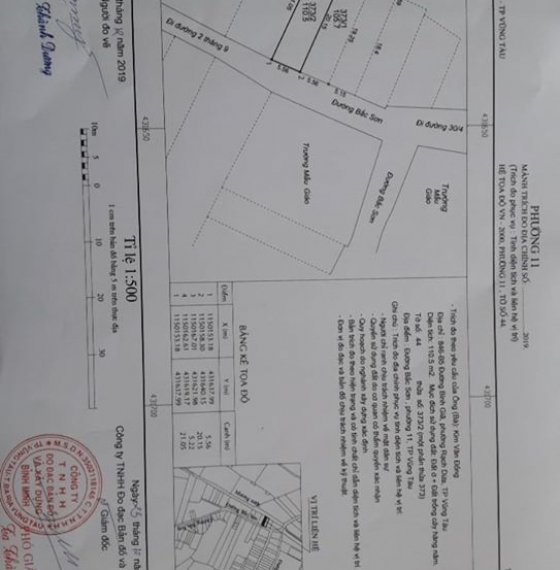 BÁN LÔ ĐẤT MẶT TIỀN BẮC SƠN HƯỚNG ĐÔNG NAM PHƯỜNG 11 VŨNG TÀU.