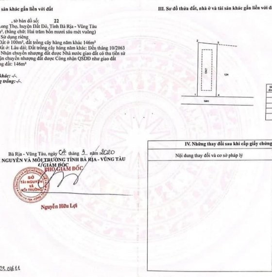 Chủ gửi bán đất xã Phước Long Thọ - Đất Đỏ BRVT