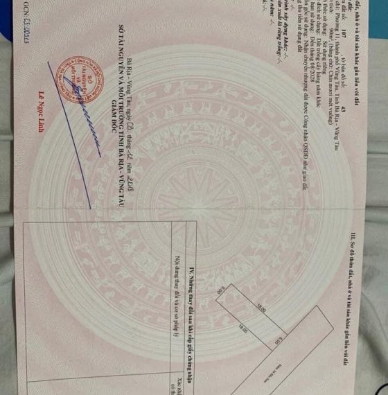 Chính chủ gửi bán lô đất nông nghiệp sổ riêng hẻm 34 Băc Sơn, phường 11, TP Vũng Tàu.
