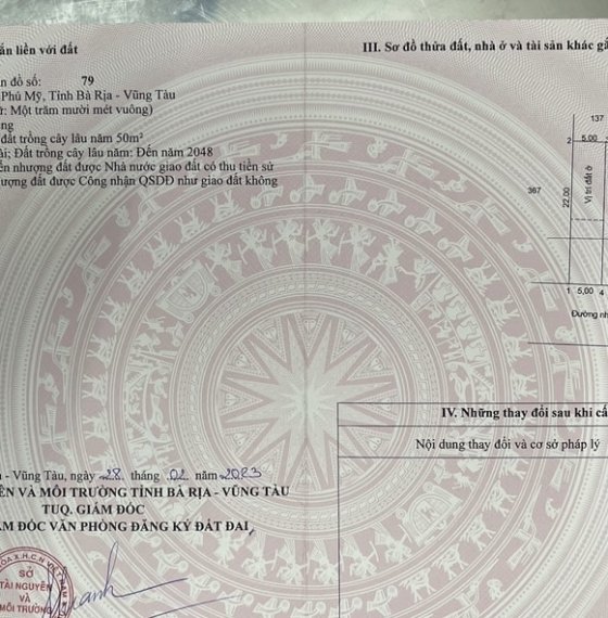 Bán đất thị xã Phú Mỹ giá dưới 2 tỷ