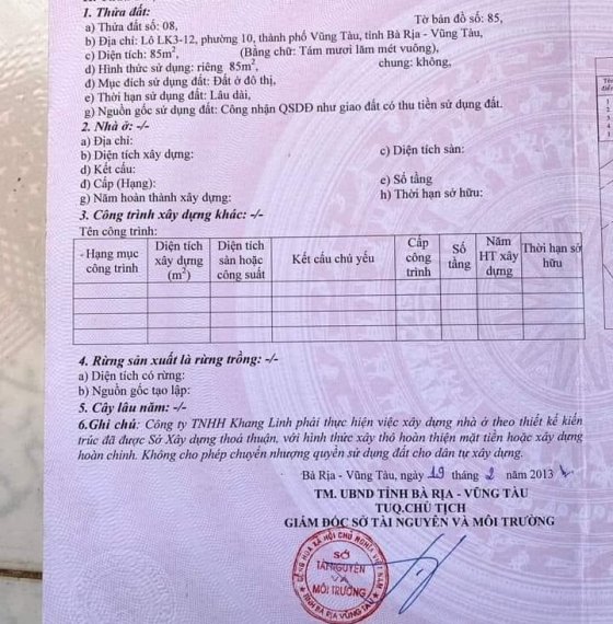 Bán Đất sổ đỏ Khang Linh đường 2/9 phường 10 Vũng Tàu