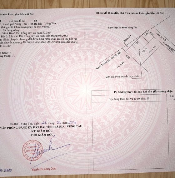 Đất thổ cư phường 11 Vũng Tàu giá Rẻ 1,6 tỷ