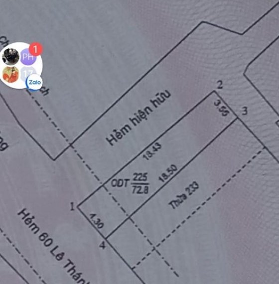 Cần tiền làm ăn nên bán gấp lô đất đường rộng vỉa hè, 3 mặt tiền hẻm 60 Lê Thánh Tông.