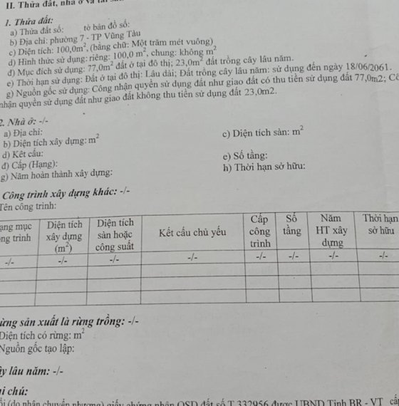 Cần bán lô đất 127 Phạm Hồng Thái, P.7, TP.VT